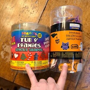 Two foam sticker tubs, Christmas and Halloween (barely used)